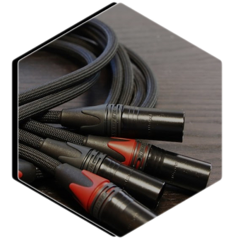 Custom Cable builds with Neutrik Connectors, tech flex, heats hrink, labeling, color coding.